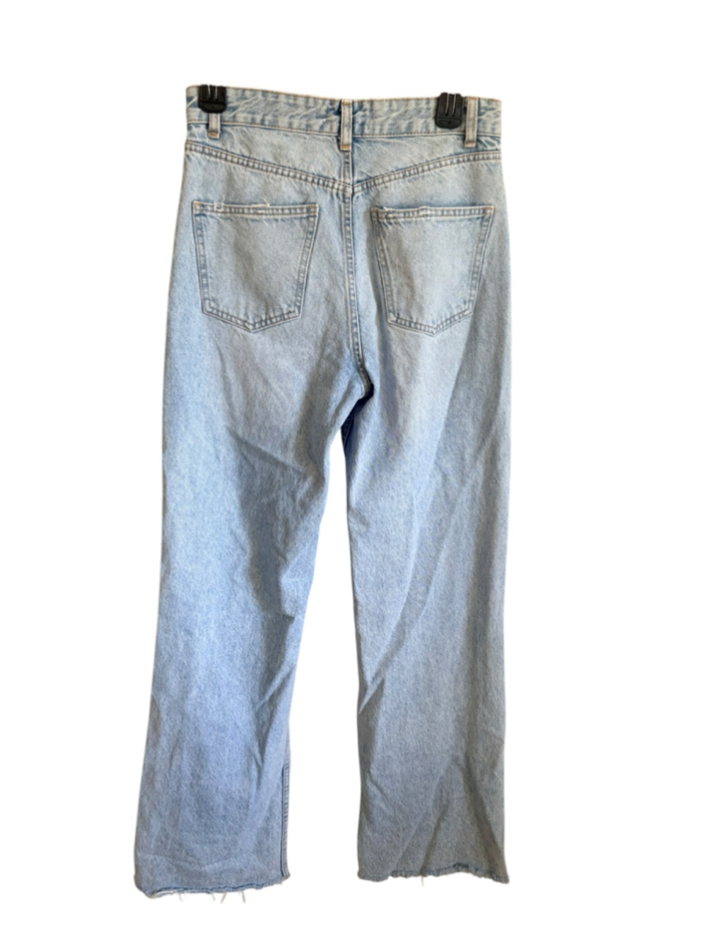 Zara High Rise Wide Leg Distressed Jeans Light Blue Women’s 6 - Picture 2 of 6